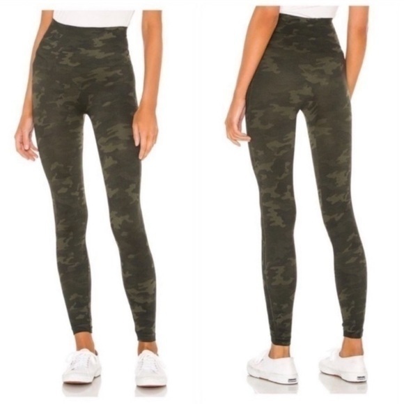 Spanx Large Green Camo Look‎ At Me Now Seamless Leggings Pull On - Picture 1 of 10